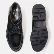 ORILLO zapato derby negro vista superior piel gamuzada
