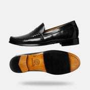 MORTERO loafer artesanal negro detalle empeine tejido mexicano
