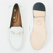 ALBA zapato horsebit loafer mujer blanco vista superior glamour clásico
