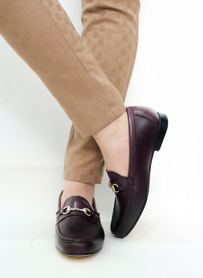 ALBA horsebit loafer mujer burgundy vista trasera construcción artesanal México
