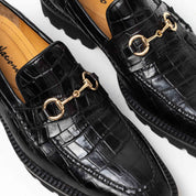 BATAN mocasín negro detalle bordo tejido producción limitada México
