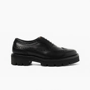 BERZA oxford brogue negro vista frontal calzado artesanal León Guanajuato

