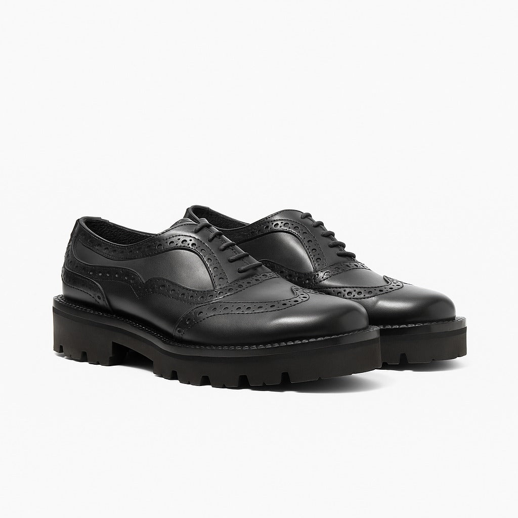 BERZA zapato oxford brogue negro vista superior detalle brogue
