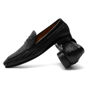 BOCETO mocasín negro vista lateral elegante SuitWalk formal
