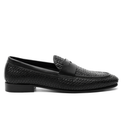 BOCETO mocasín negro detalle tejido trenzado español artesanal premium
