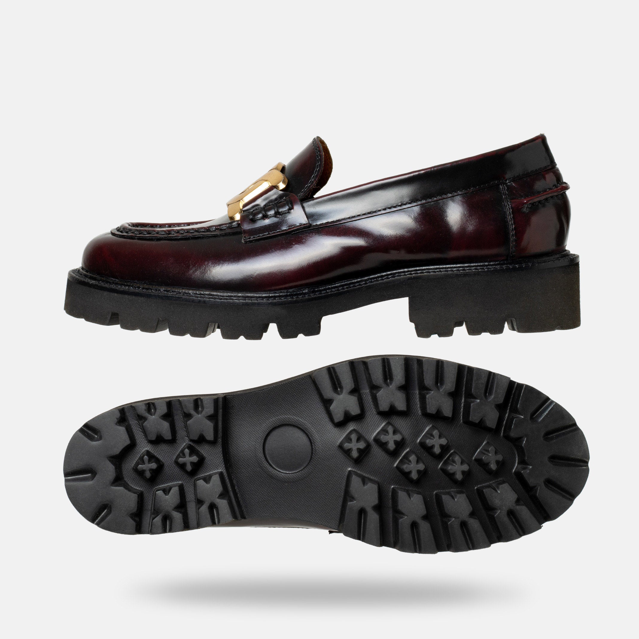CATRINA zapato mocasín mujer burgundy vista superior artesanal
