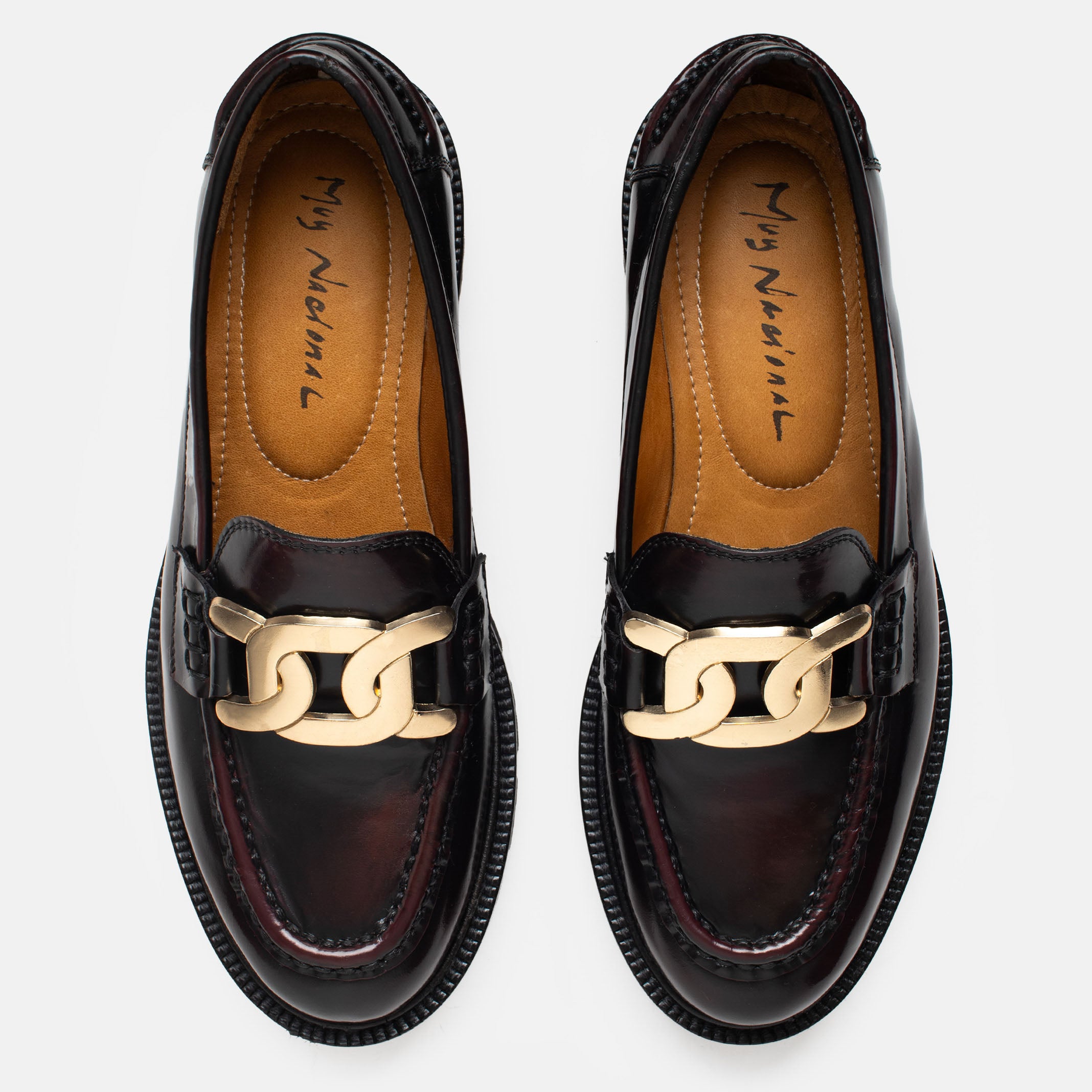 CATRINA loafer mujer burgundy vista diagonal hecho a mano México
