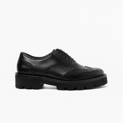 FOLKLORE oxford brogue mujer negro vista frontal hecho León Guanajuato