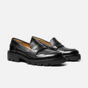 MAJA loafer chunky mujer negro vista trasera piel premium
