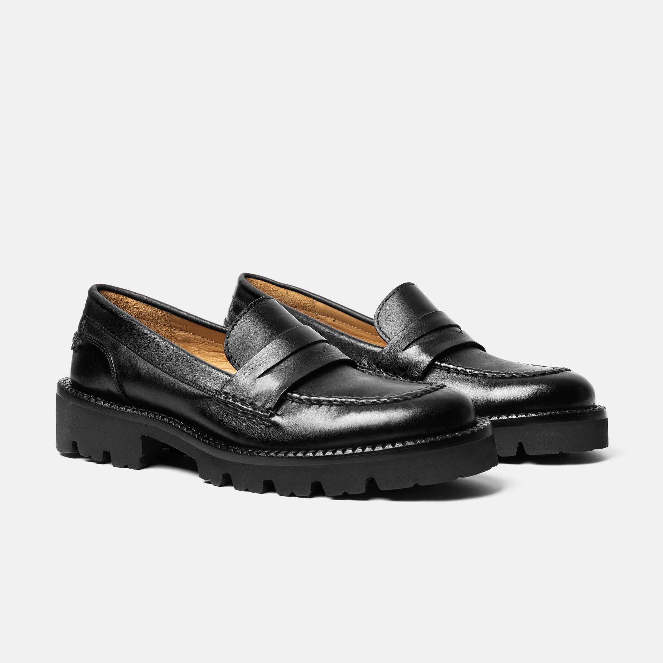 MAJA loafer chunky mujer negro vista trasera piel premium
