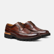 REBOZO brogue marrón vista trasera piel grano natural construcción San Crispino
