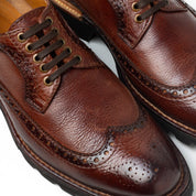 REBOZO brogue marrón detalle costuras expuestas artesanal México
