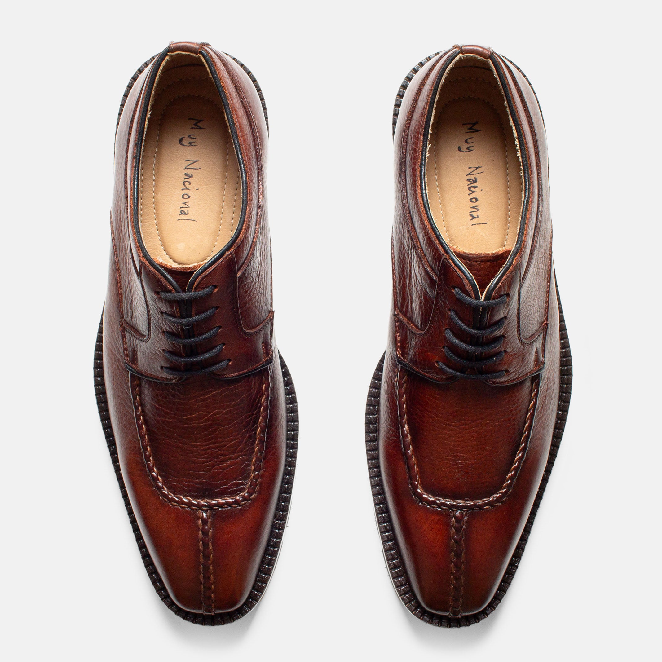 SABRA zapato derby marrón vista superior piel grano suave
