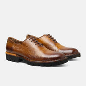 SARAPE oxford miel vista trasera piel textura natural
