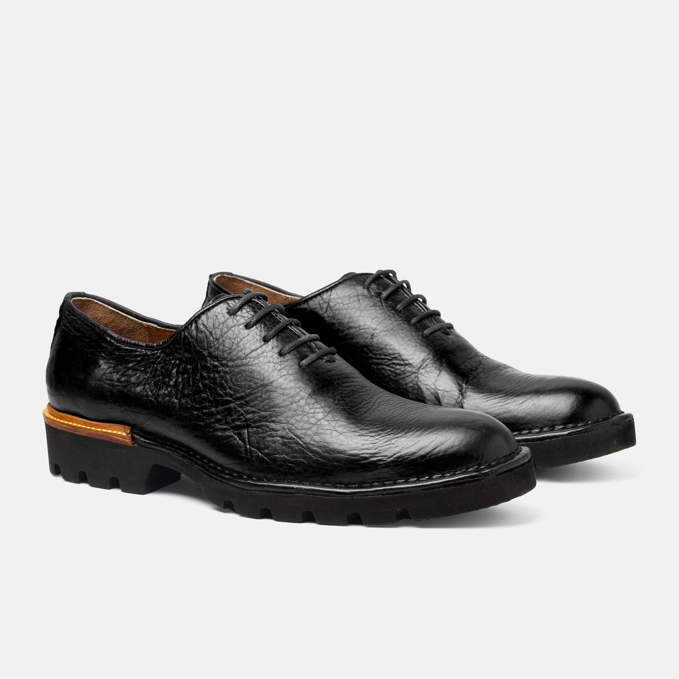 SARAPE zapato oxford negro vista superior técnica San Crispino
