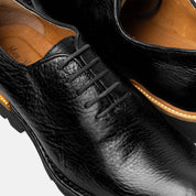 SARAPE oxford negro vista frontal calzado artesanal colección exclusiva
