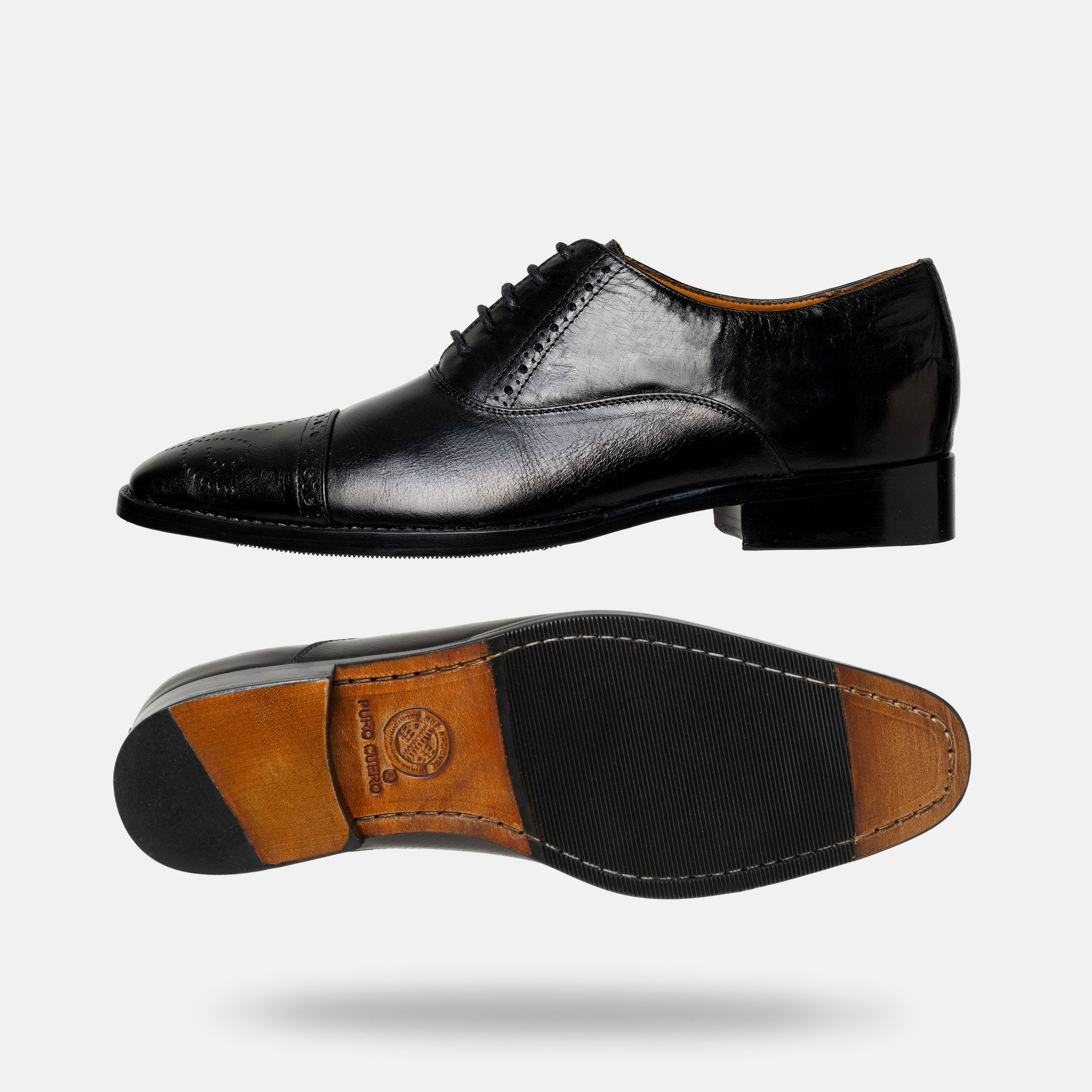 Suela Cuero Oxford Negro SOTOL Artesanal Hombre México | Muy Nacional