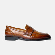 TENANGO penny loafer miel bordado artesanal vista frontal hecho a mano México

