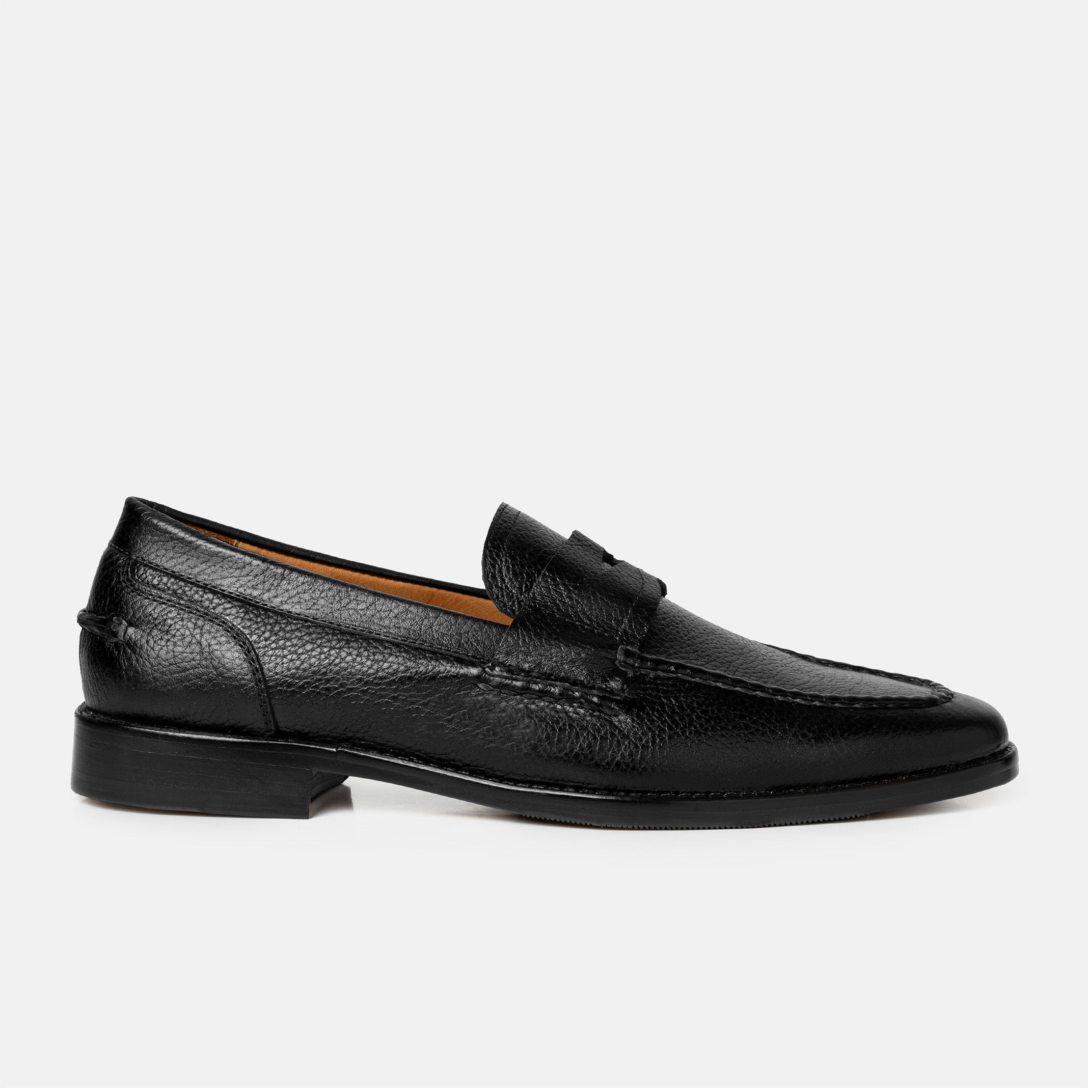 TENANGO penny loafer negro bordado artesanal vista frontal hombre contemporáneo
