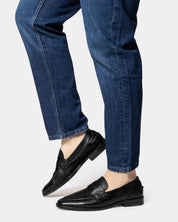 TENANGO mocasín penny loafer negro vista superior piel ternera
