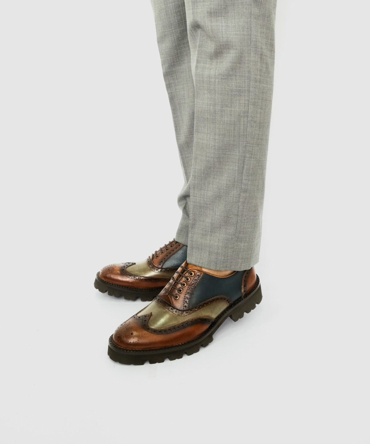 TEZAL oxford brogue london azul vista lateral suela ligera piel premium
