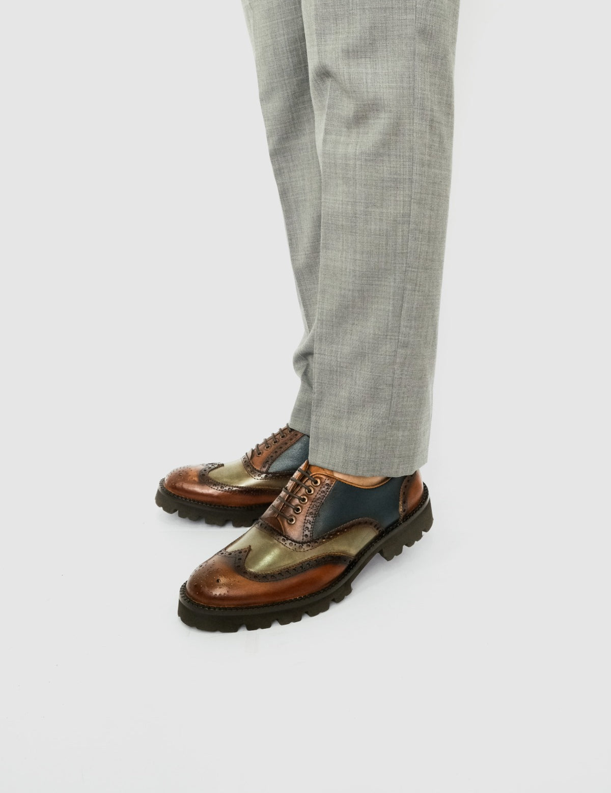 TEZAL oxford brogue london azul vista lateral suela ligera piel premium
