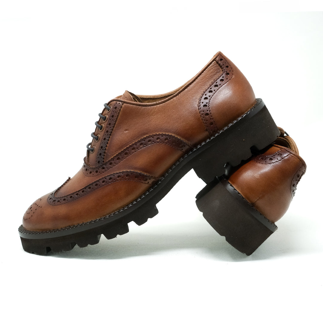 TEZAL oxford brogue london detalle construcción artesanal piel premium México
