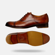 UMAN oxford cap toe london detalle lateral patina a mano hecho México
